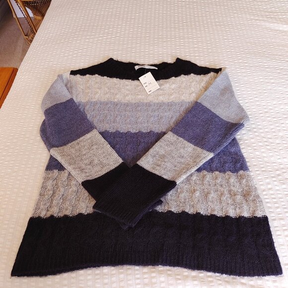 NWT SKOVHUUS STRIPED WOMEN'S CABLE KNIT SWEATER MADE IN ITALY - Picture 2 of 14